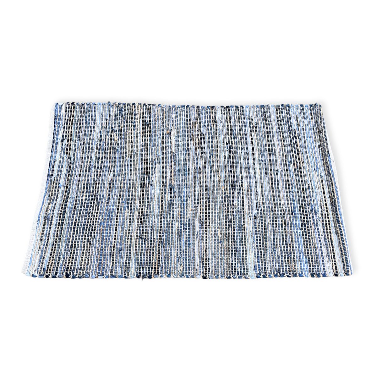 Tapete grande de juta de algodão reciclado - 130x170 cm - Azul
