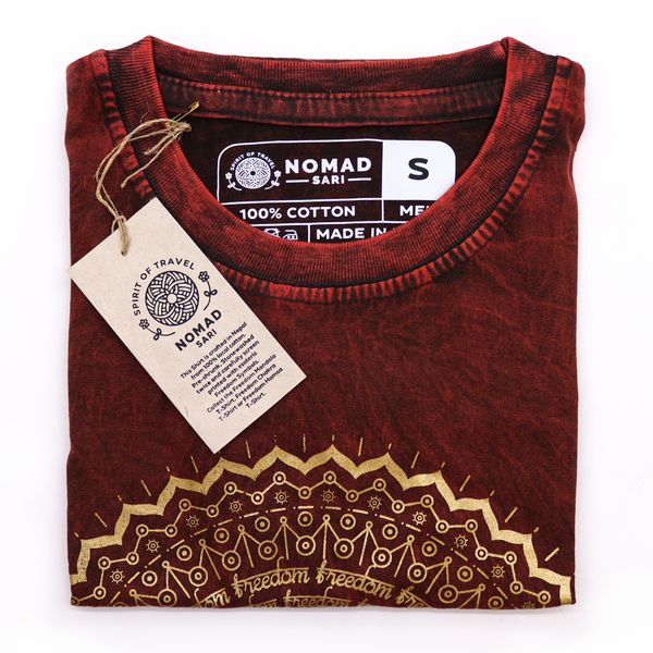 T-shirt Délavé - Mandala - Bourgogne