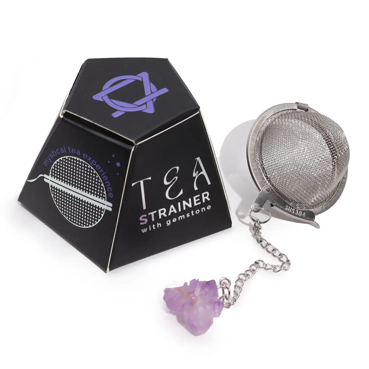 Raw Crystal Gemstone Tea Strainer - Amethyst Cluster — Tea · GlowDuty apothecary