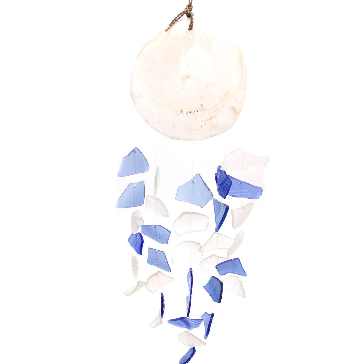 Campainha de vidro reciclado - Azul e Branco
