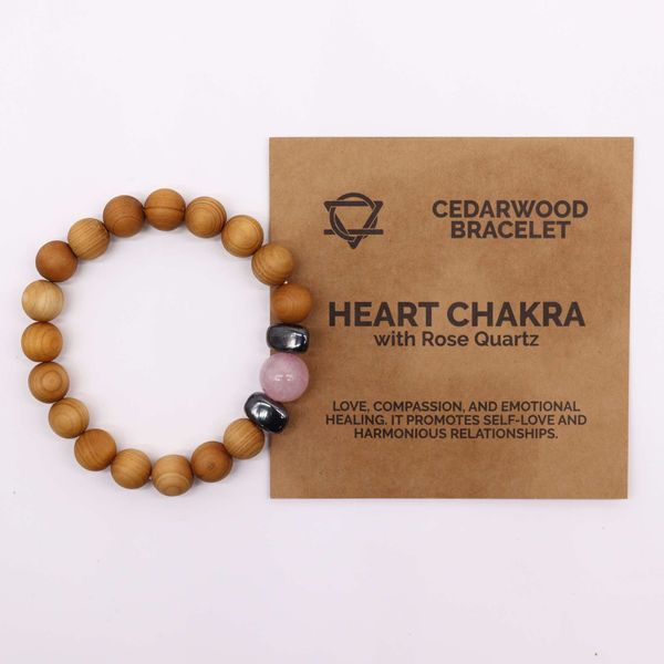 Cédrusfa Chakra Karkötő Rózsakvarccal