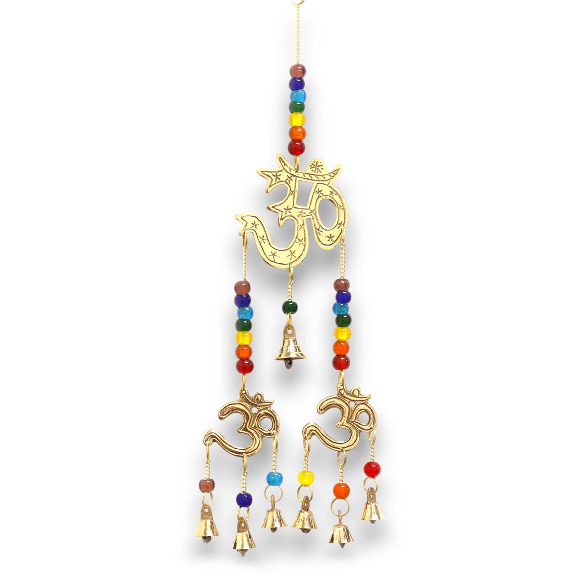 Sinos Indianos - Om com Chakra - 7 Sinos - 9,5x32cm