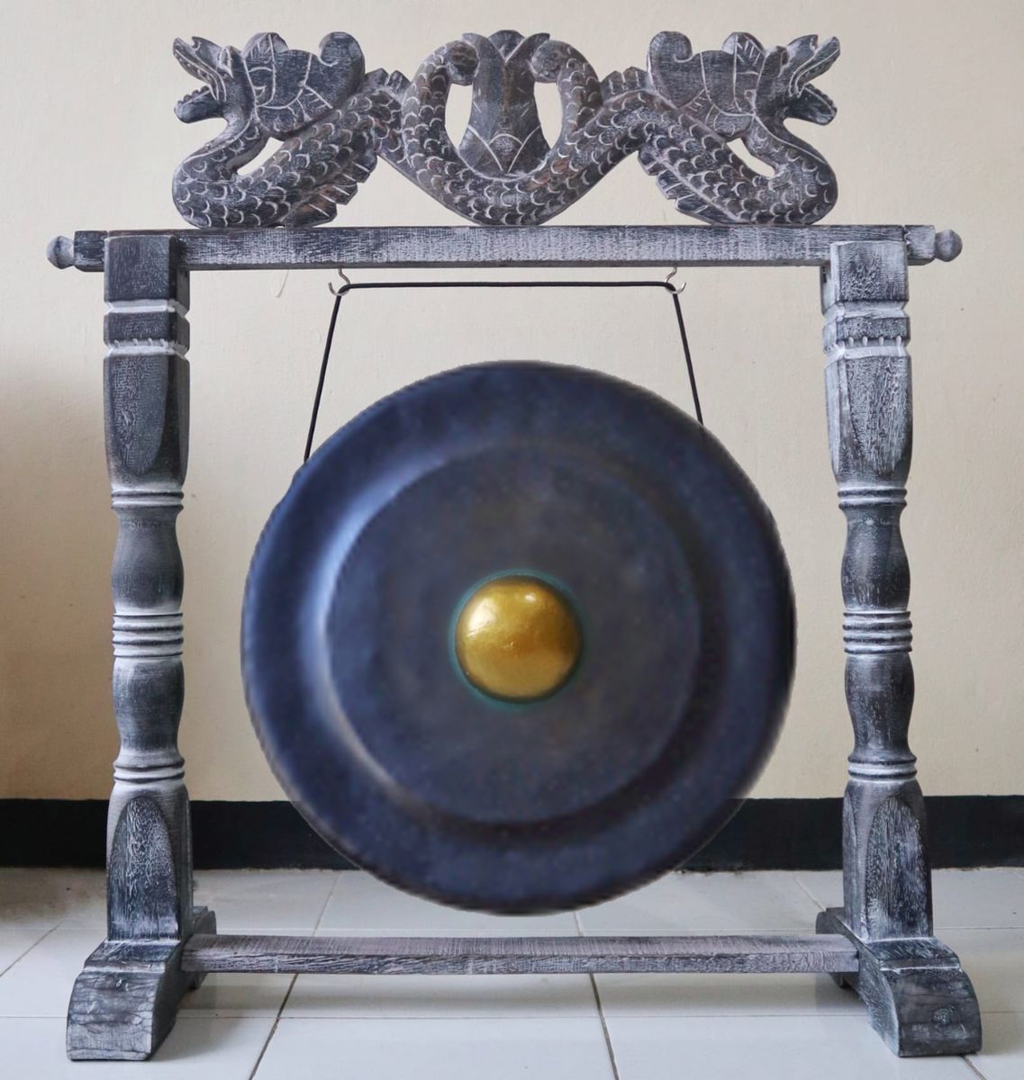 Gongo de Meditação Médio com Suporte - 35 cm - Preto