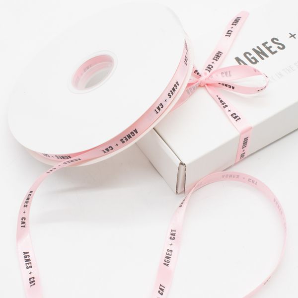 Agnes + Cat Branded Ribbon - Pink (12mm x 90m)