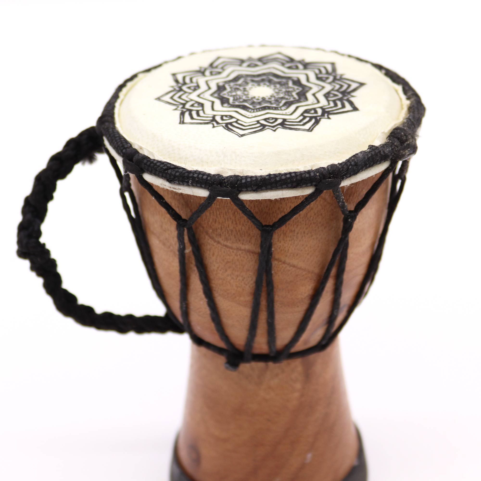 Tambor de Djembe de Topo Largo Feito à Mão - 15cm
