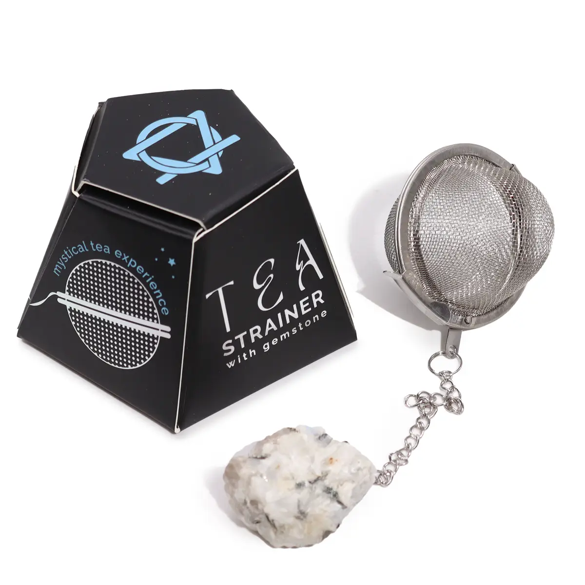 Raw Crystal Gemstone Tea Strainer - Rainbow Moonstone — Tea · GlowDuty apothecary