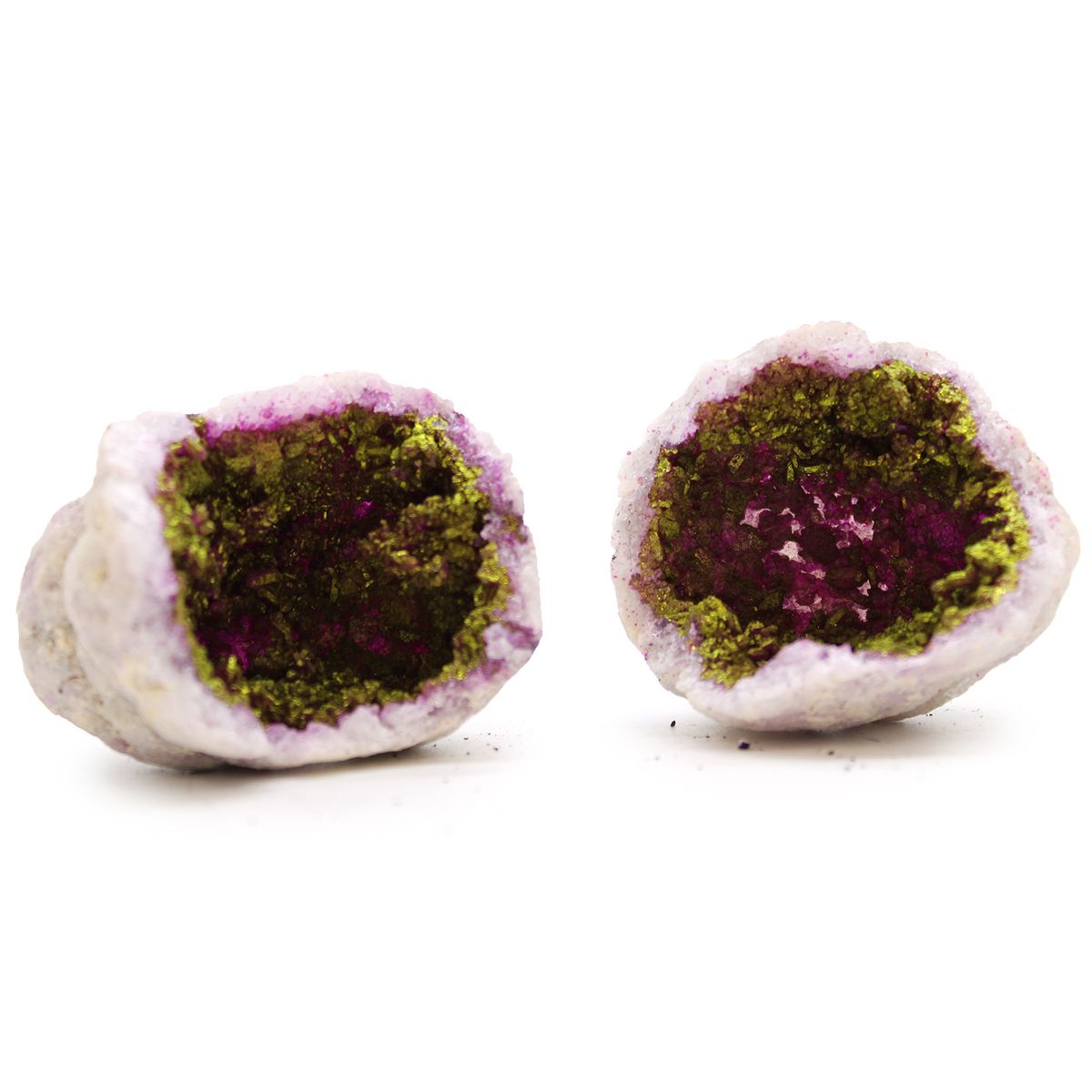 Geodas de calcita colorida - Pedra Natural - Rosa e Dourado