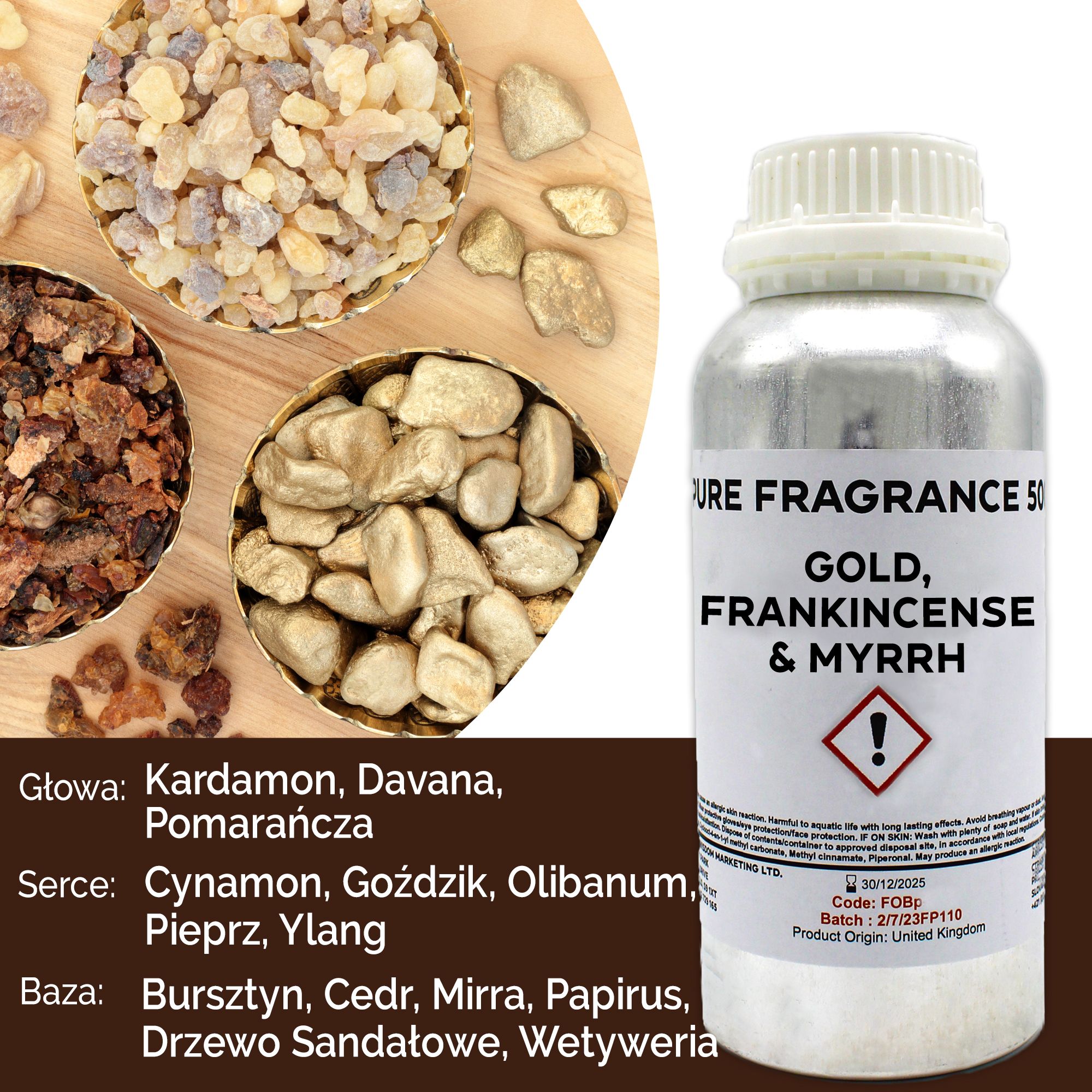 Óleo de Fragrância Puro Ouro, Incenso e Mirra - 500ml