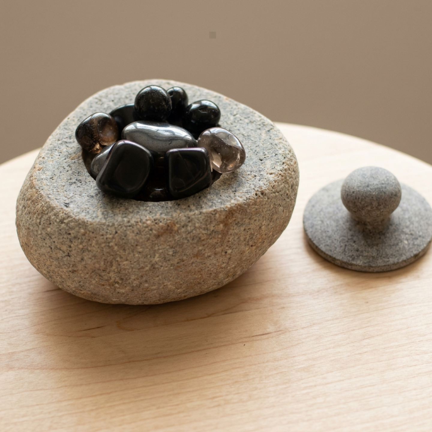 Maceta de enraizamiento con piedra de río natural