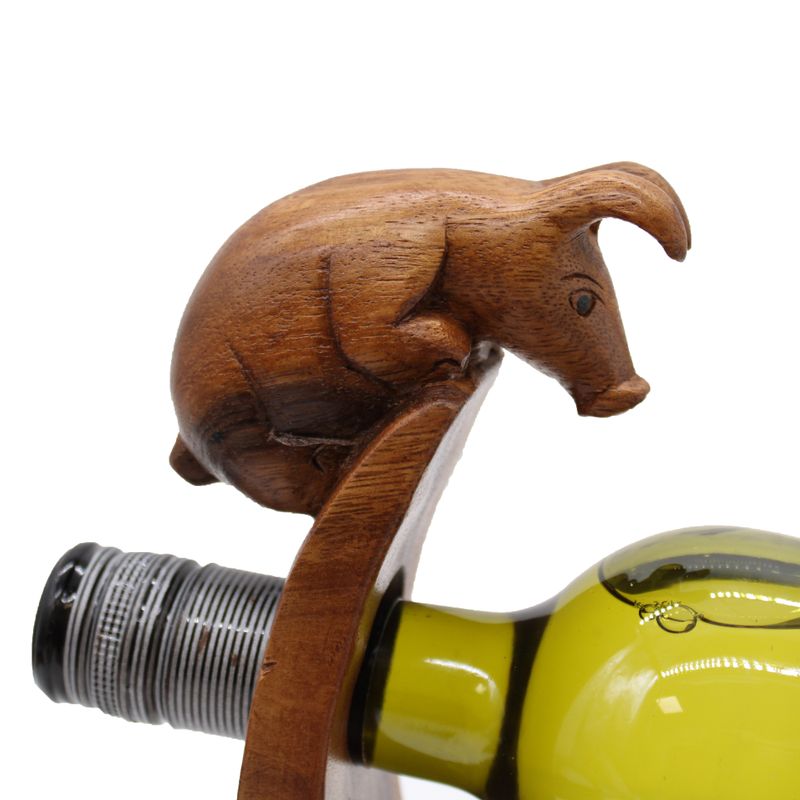 Porte-Bouteille en Bois - Cochon