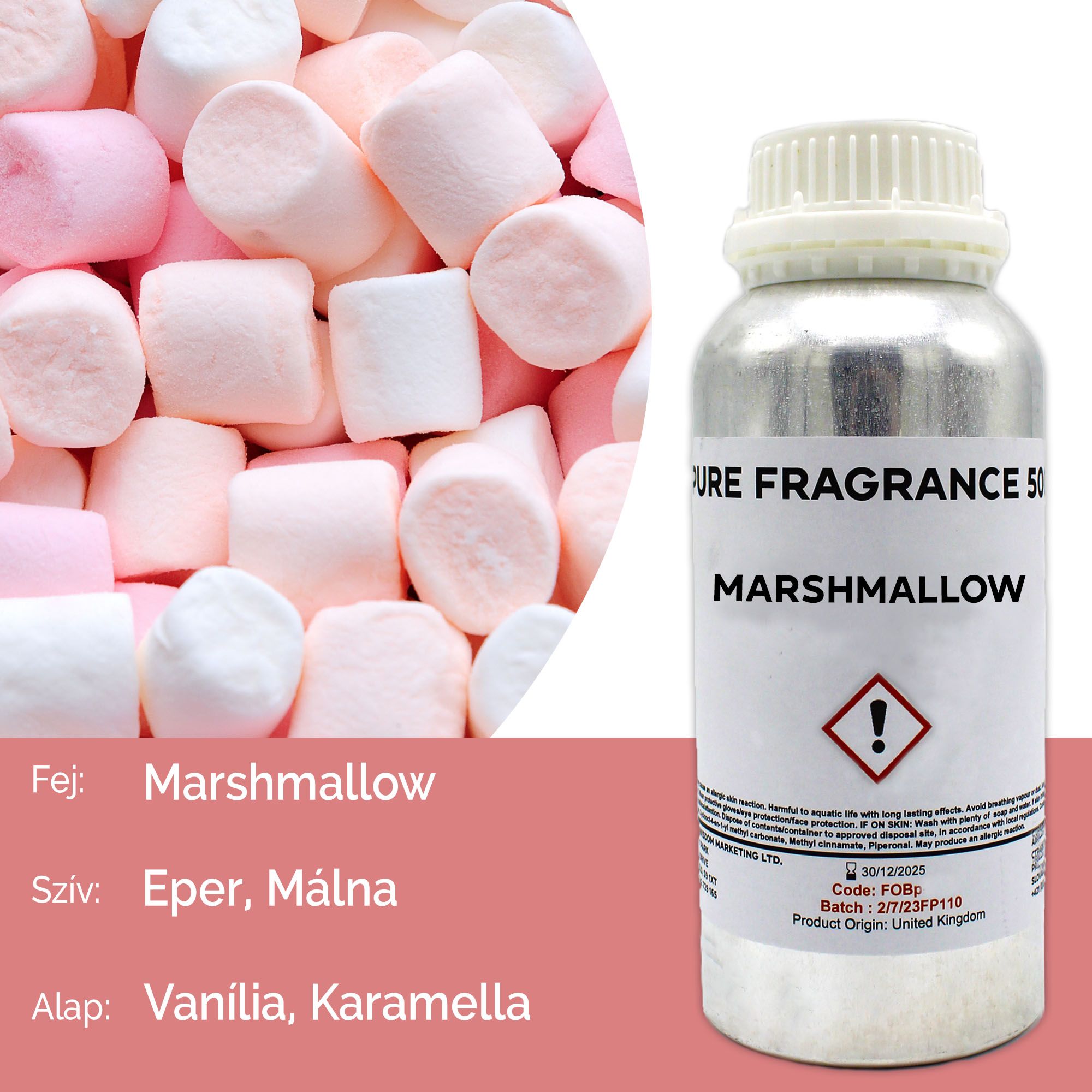 Óleo de fragrância puro de marshmallow - 500 ml