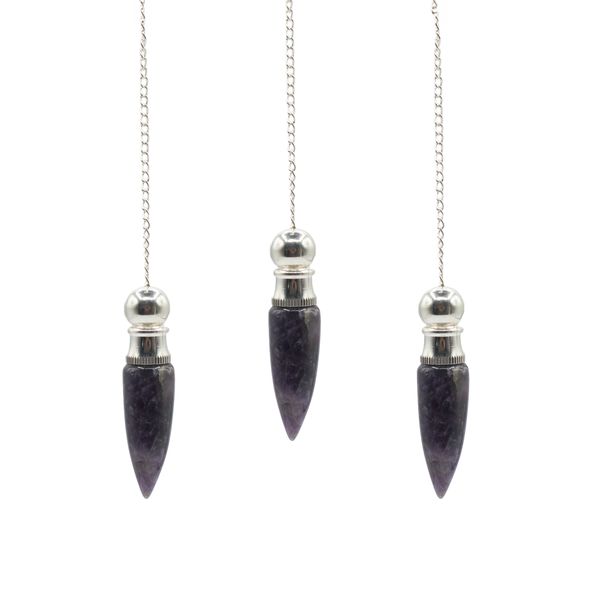 Secret Cavity Discovery of Truth Pendulum - Amethyst - Silver Plated