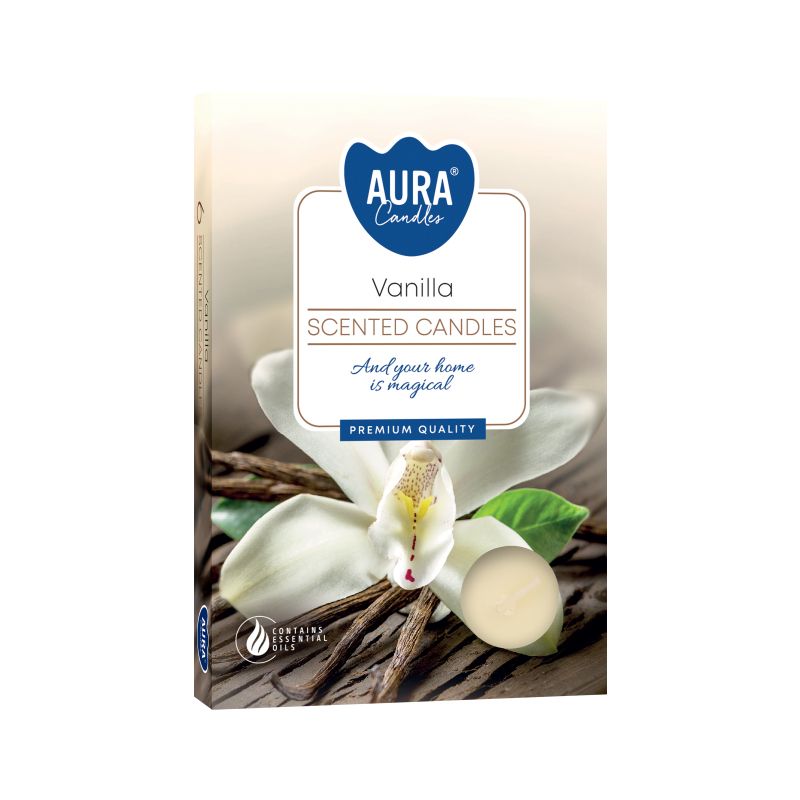 1x Conjunto de 6 Velas de Chá Perfumadas - Baunilha