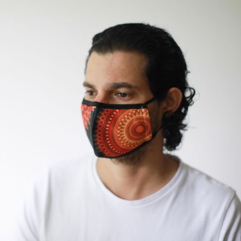 Masques Personnalisés en Tissu Adulte - Mandala Orange