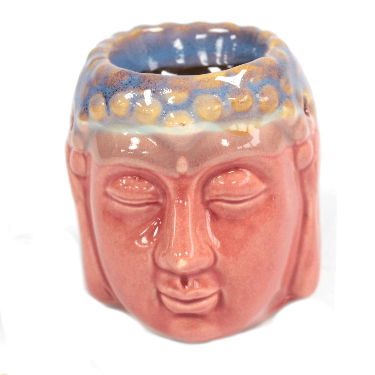 Queimador de óleo Buda com rosto - rosa e azul