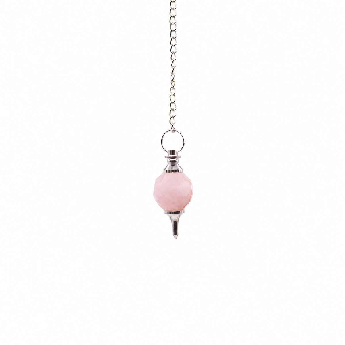 Pêndulo de pedra preciosa lapidada - Quartzo rosa