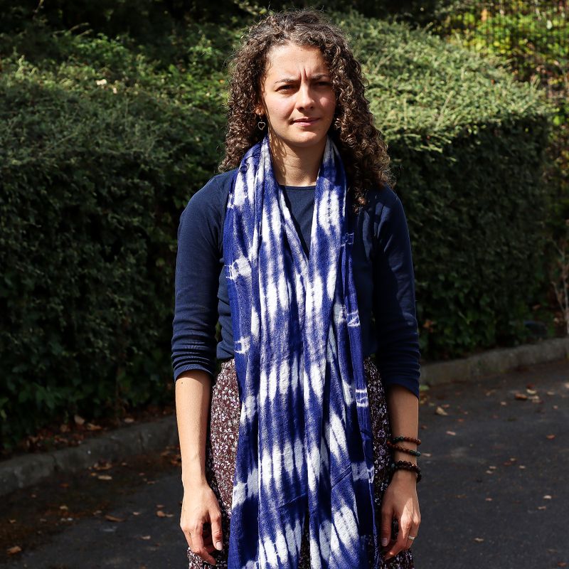 Foulard Bohème Java Art - Rayures Indigo - 62x200 cm