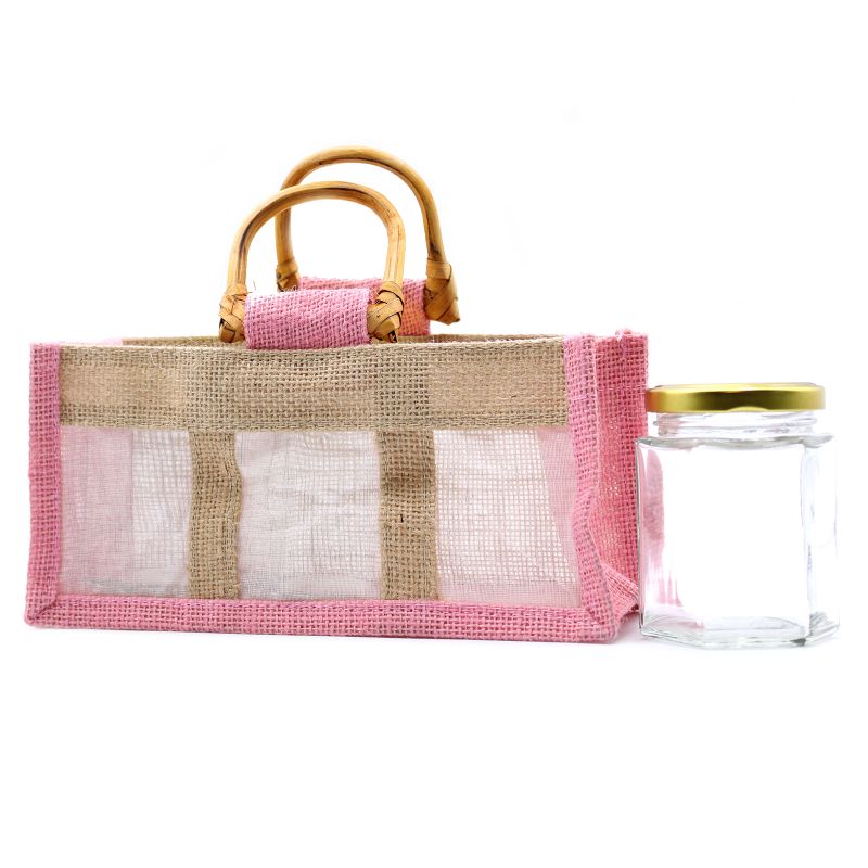 Paniers en Jute et Coton - 3 Fenêtres - Rose & Naturel