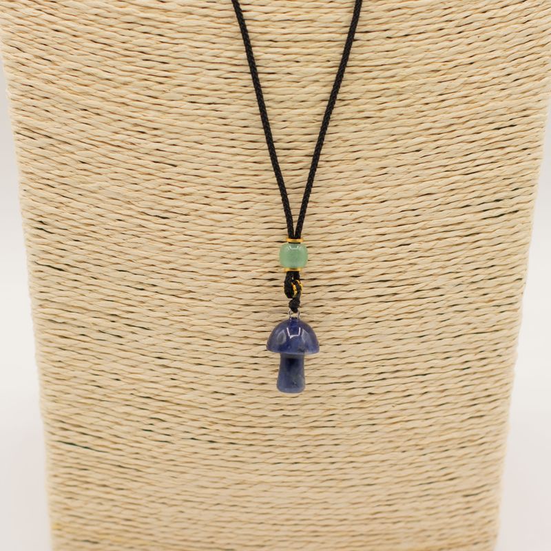 Cord Necklace Gemstone Pendants - Sodalite Mushroom