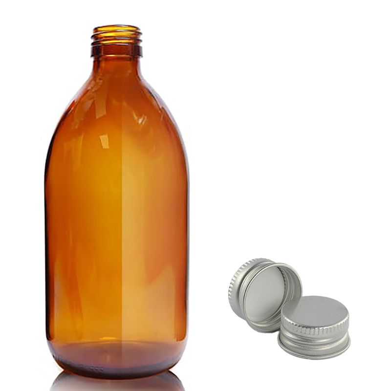 500ml Jantarová Skleněná Lékovka  - Bez Uzávěru