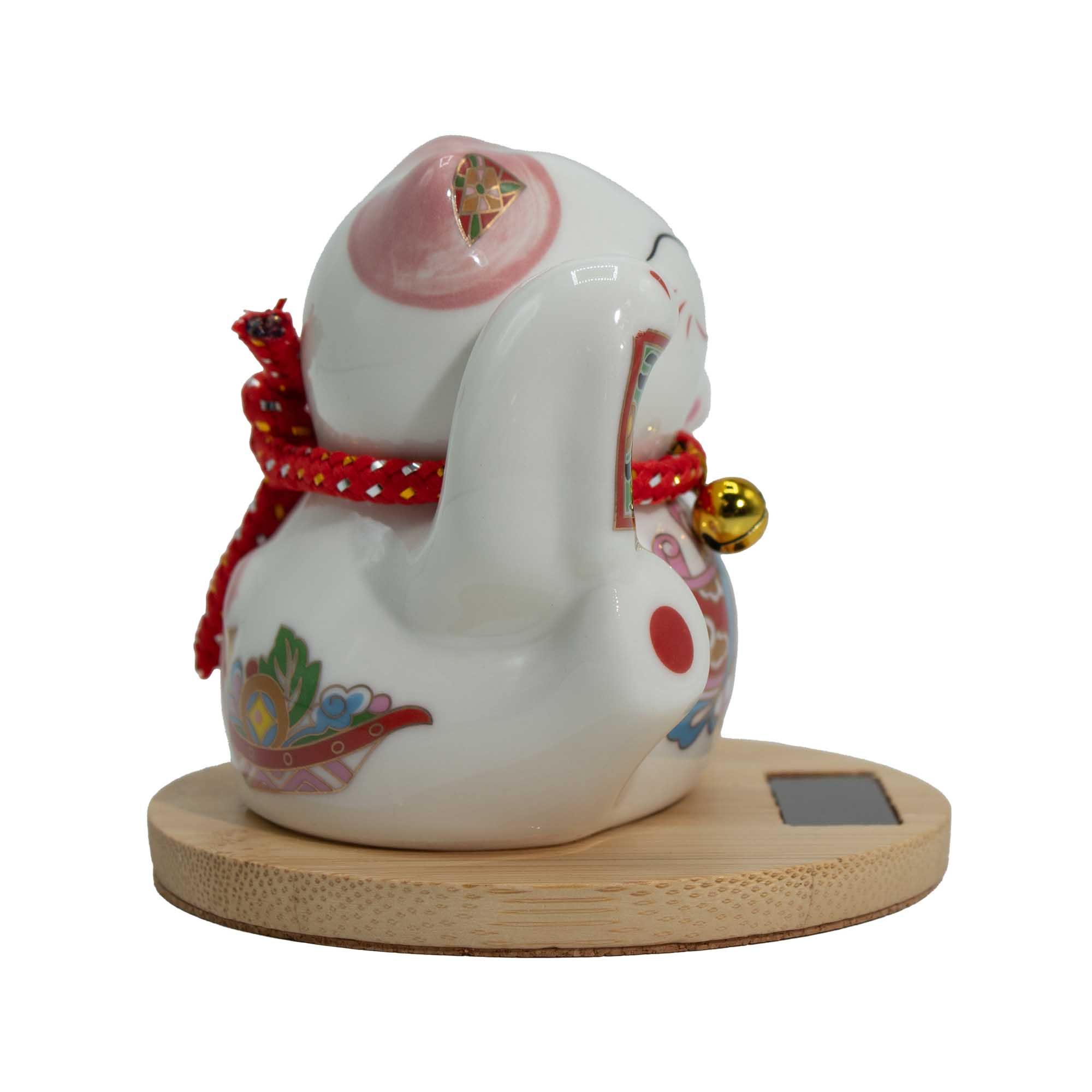 Solcellsdriven Lyckokatt på Träbas - Rosa - Rörlig Hand