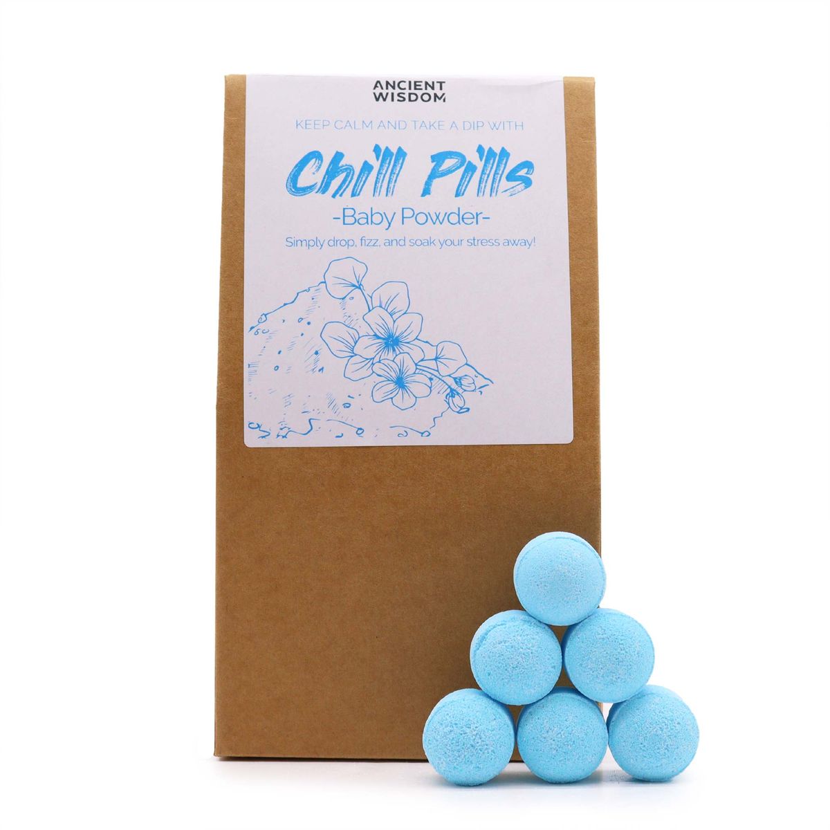 Pacote de presente Chill Pills 350 g - Talco para bebés