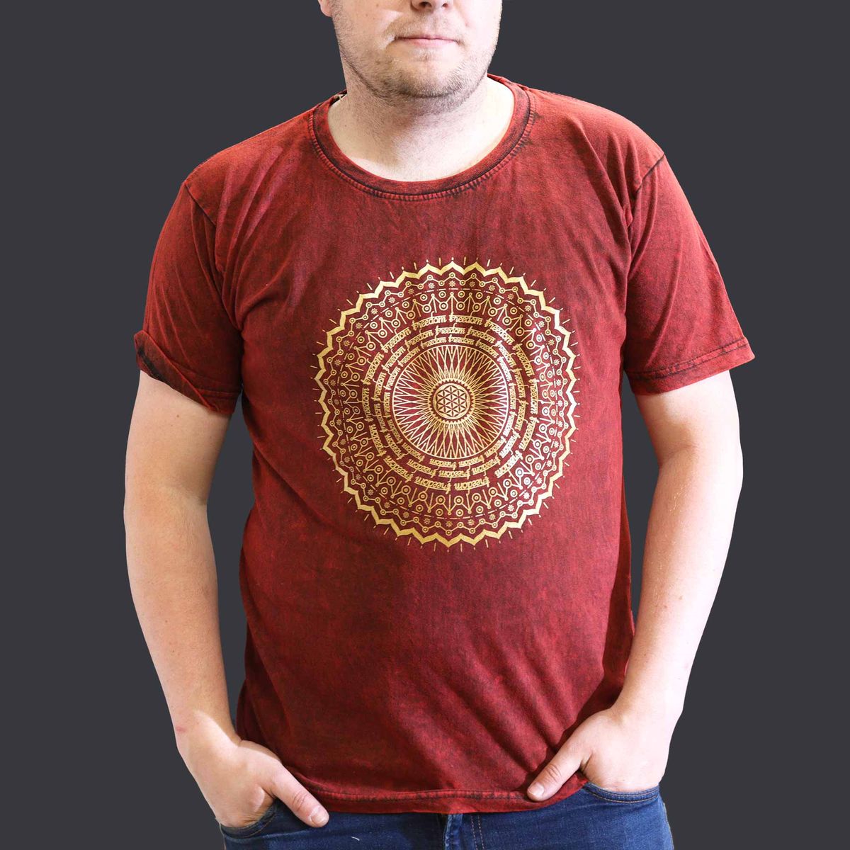 Camiseta Nomad Sari Extra Grande - Mandala - Marrom