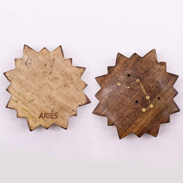 Porte-Encens en Forme de Signe du Zodiaque Gravé et en Laiton - Soleil