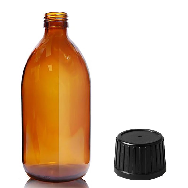500ml Jantarová Skleněná Lékovka  - Bez Uzávěru