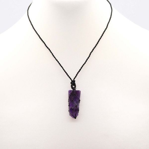 Pendentif à Pointe Plate avec Gemmes Lacées - Améthyste