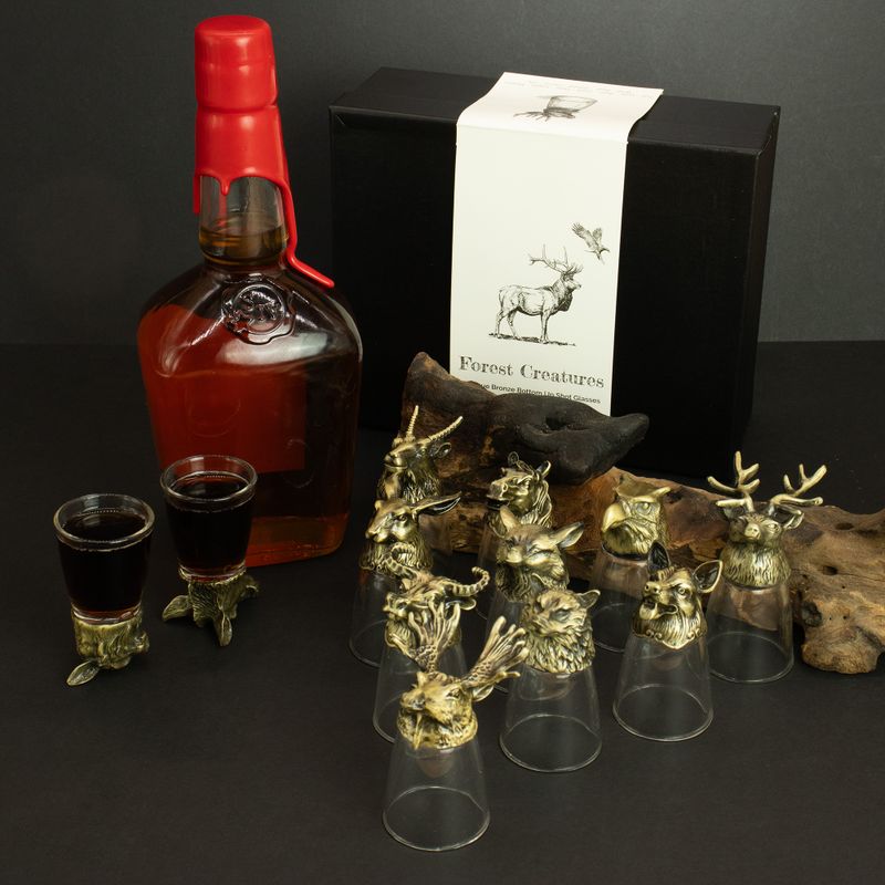 Gift Set of 12 Bottom Up Shot Glasses (25ml) - Forest & Mystical Creatures