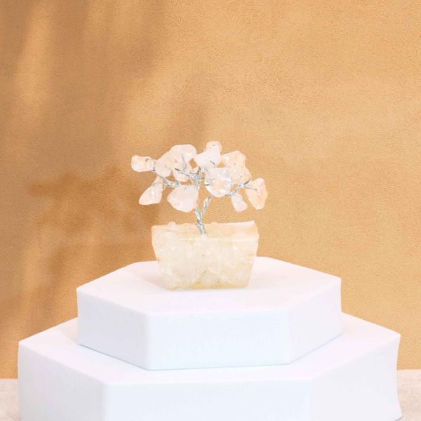 Mini Árvores de Pedras Preciosas em base de Orgonite - Quartzo Rocha (15 pedras)