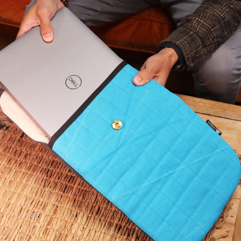 Pochette en toile rembourrée ordinateur portable – Jaune