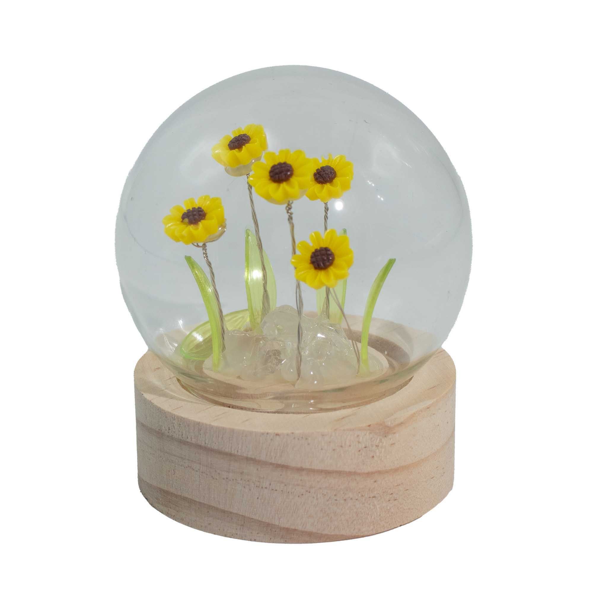 Floral Glow Garden Dome - 5 Sunflowers - LED Battery Operated