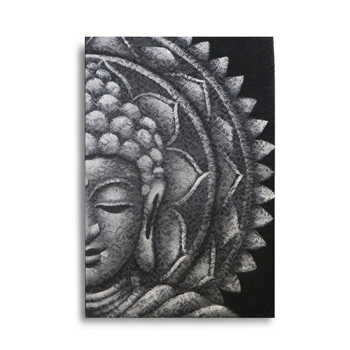 Mandala Buda Médio Cinza 60x80 cm