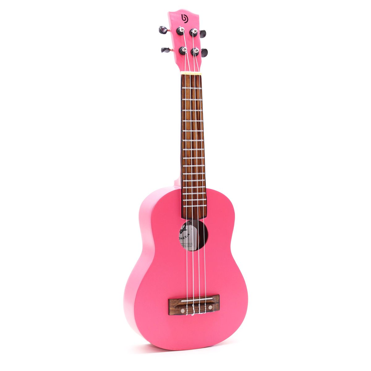 Ukulele artesanal - Acabamento rosa brilhante (4 cordas)
