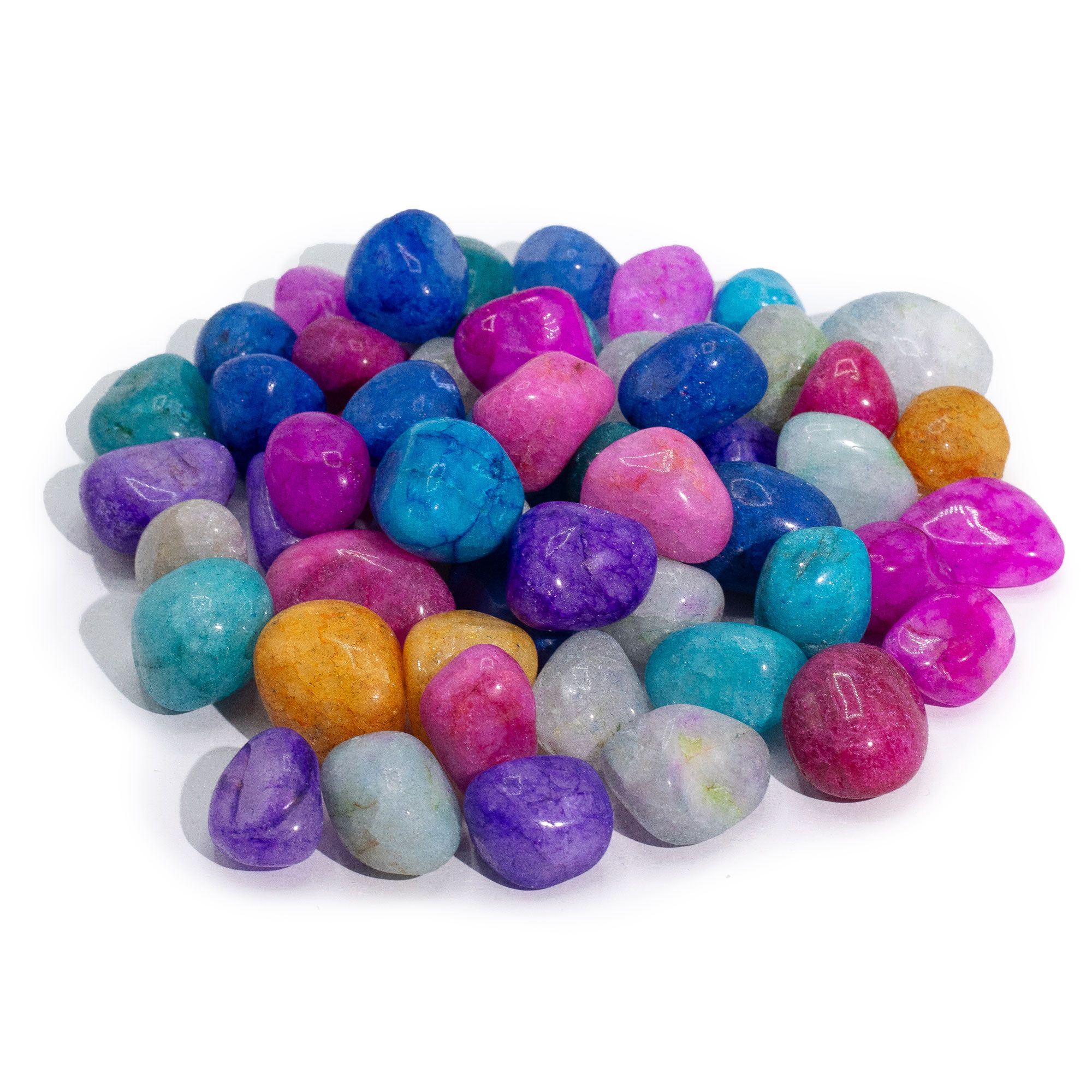 Crackle Quartz Polished Stones 1kg Bag - Mixed Vibrant Colours