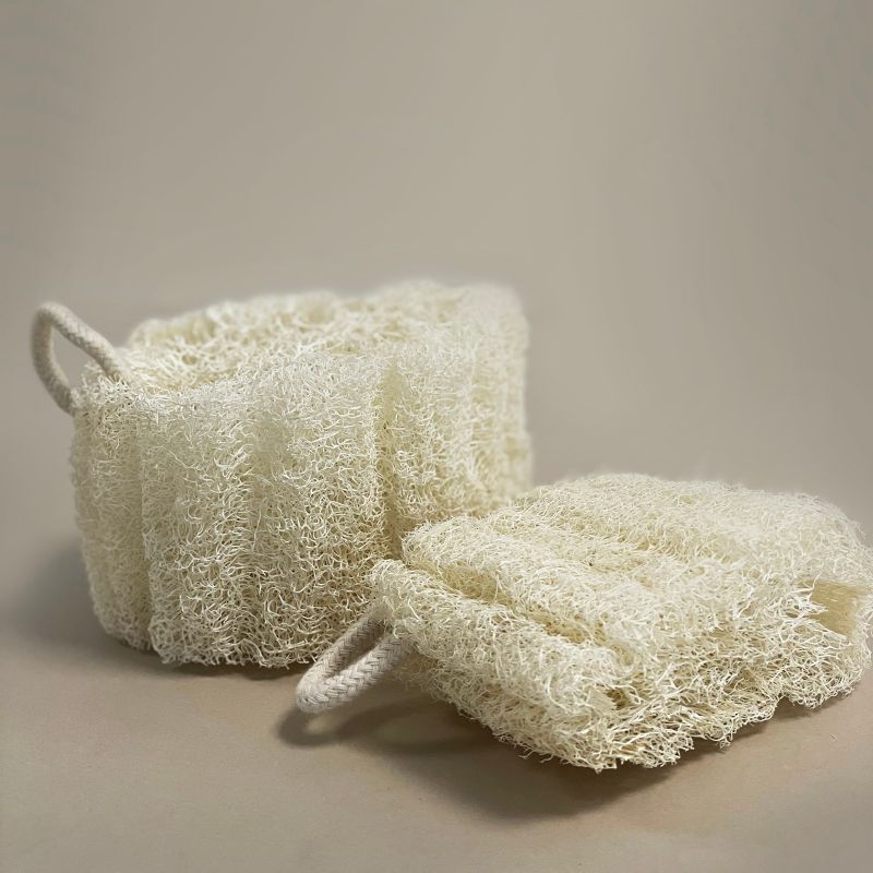 Loofah de Luxe Égyptien avec Ficelle en Coton - Non Compressé - 8-12cm