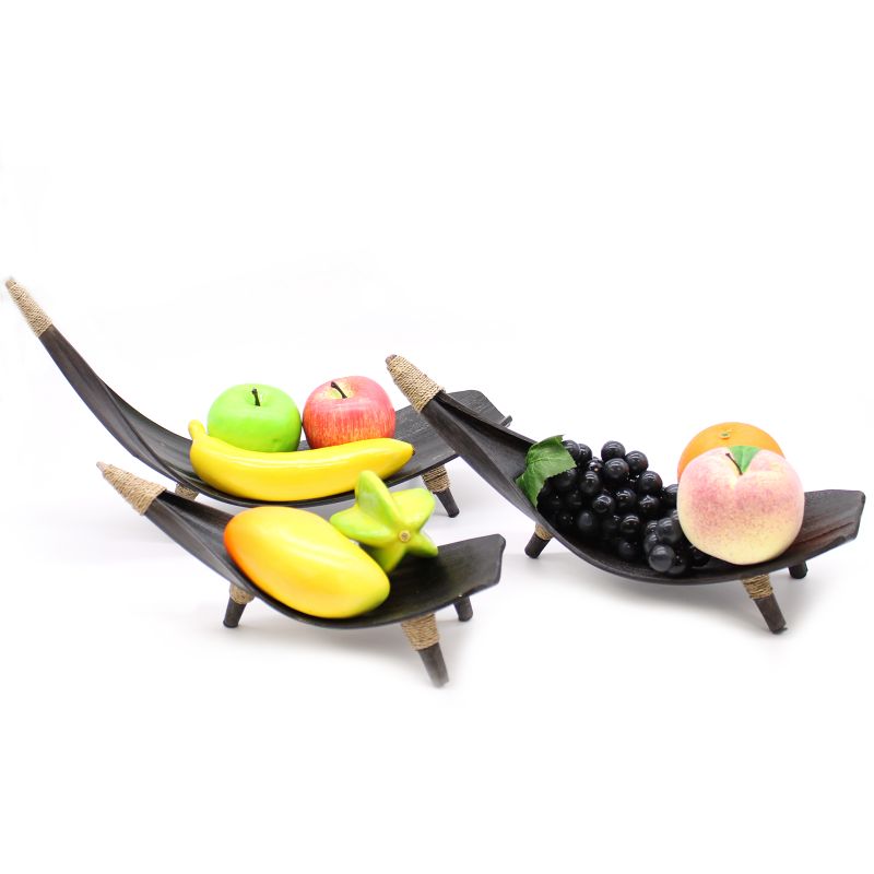Ensemble de Bols à Fruits en Feuille de Noix de Coco - Chocolat