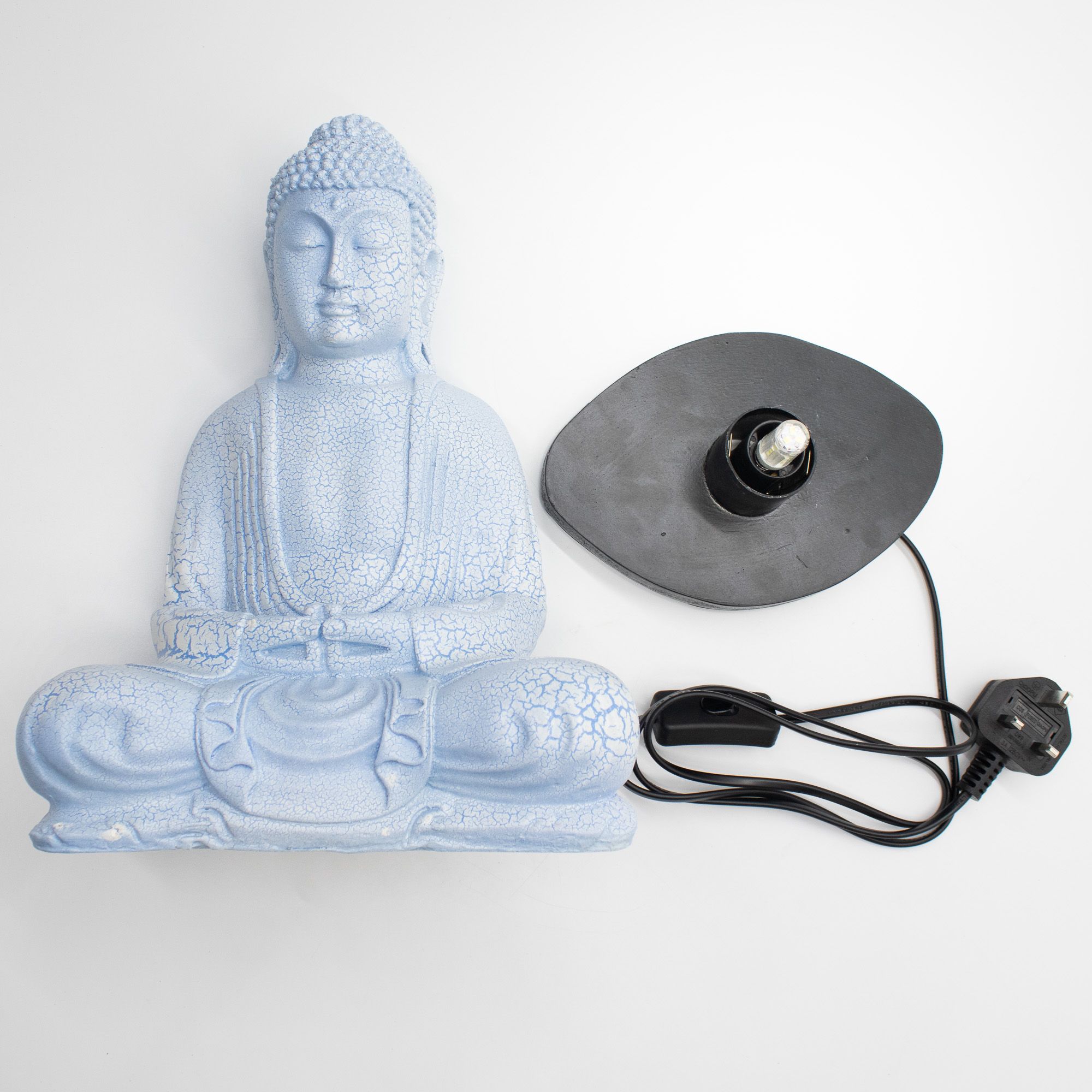 Meditačné Tienidlo s Budhom - Belaso Modré - Oválny Podstavec