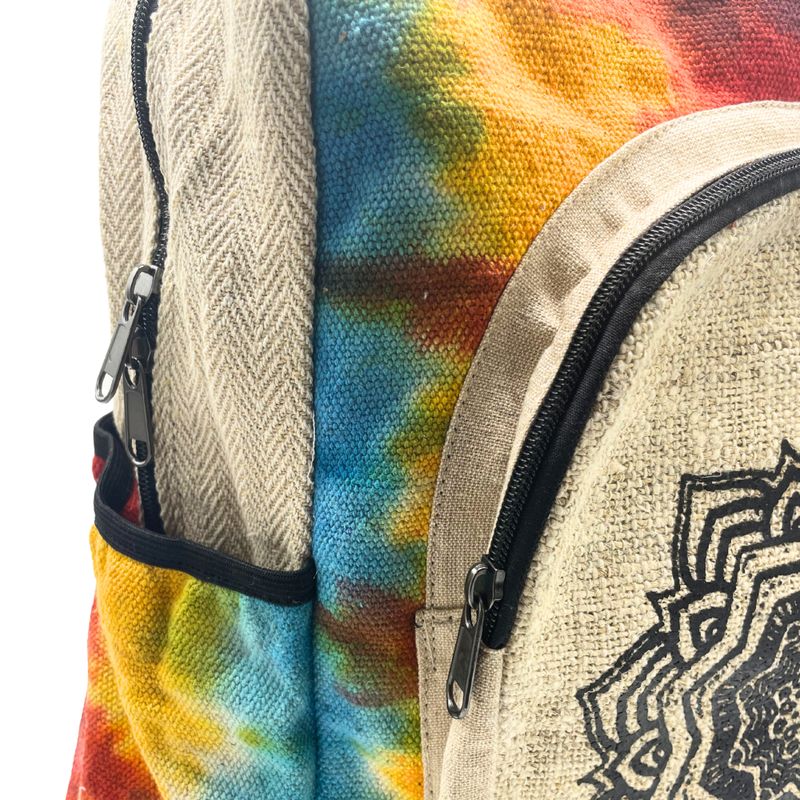 Grand Sac à Dos en Chanvre Tie Dye - Mandala