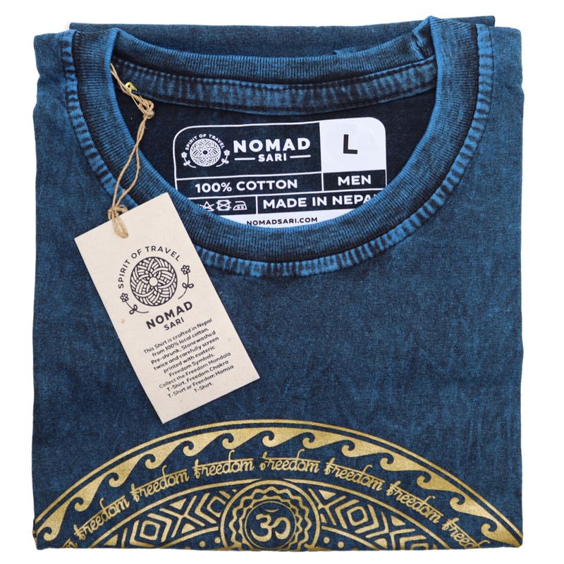 T-shirt Délavé - Hamsa - Bleu (Large)