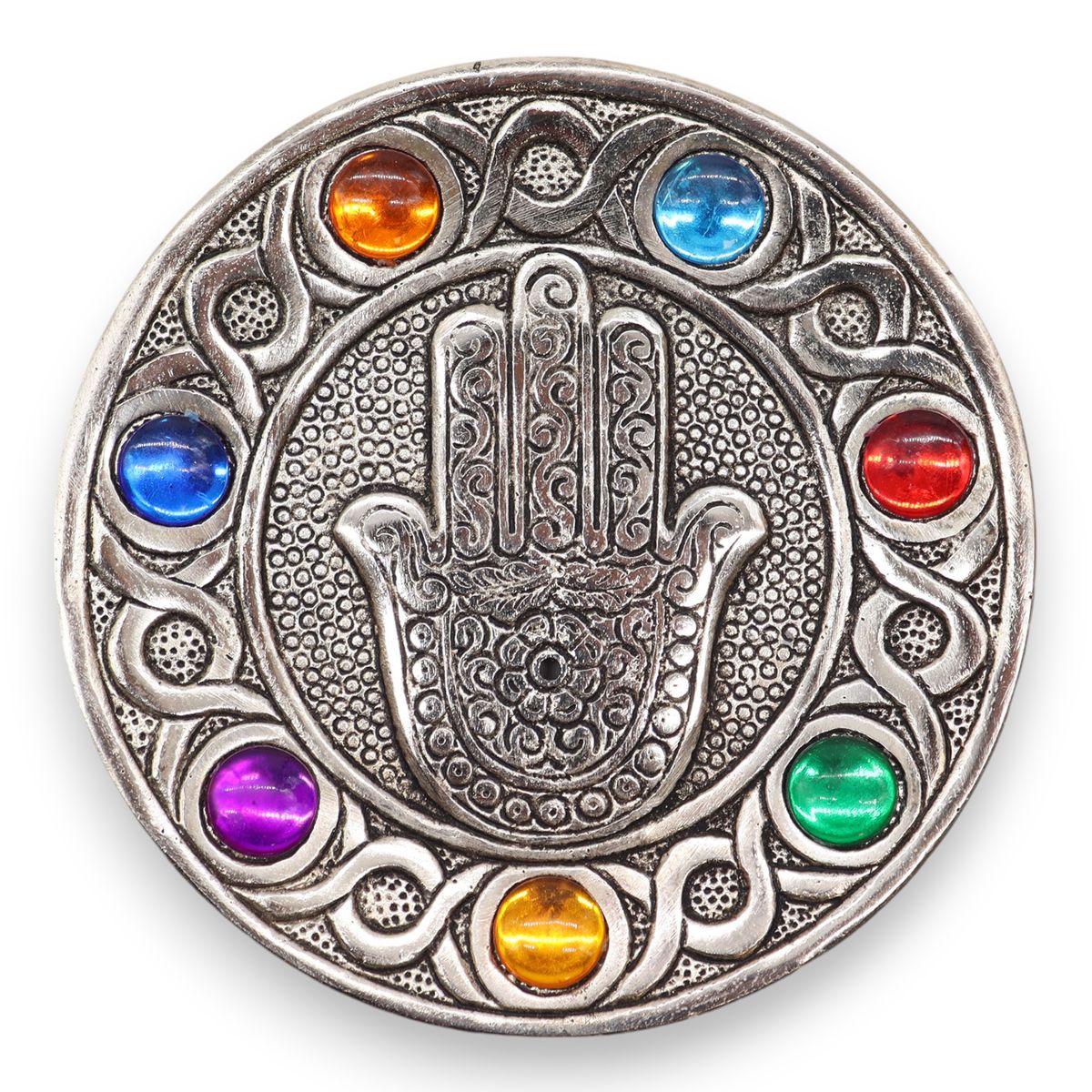 Porta-incenso Hamsa Sete Chakras 11,5 cm