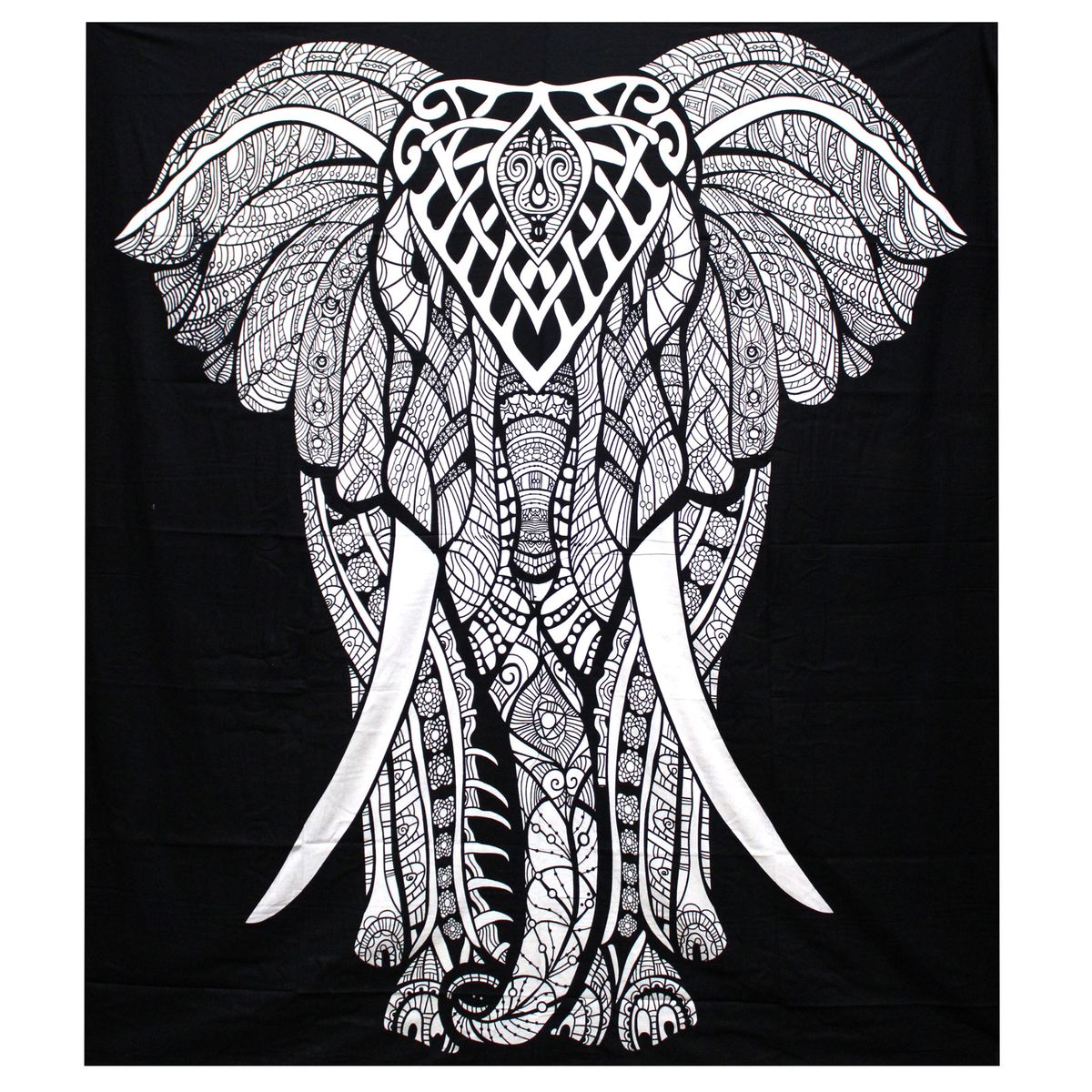 Colcha dupla de algodão P&B + Tapeçaria - Elefante