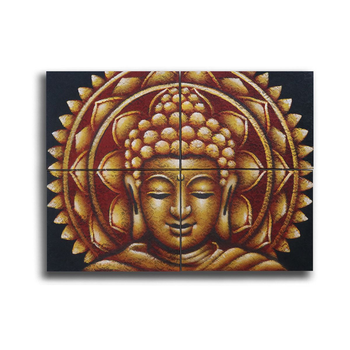 Detalhe de brocado de mandala de Buda dourado 30x40 cm x 4