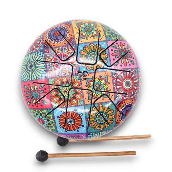 Tambour à Langue en Acier Happy Moyen Multicolore - 17x13cm