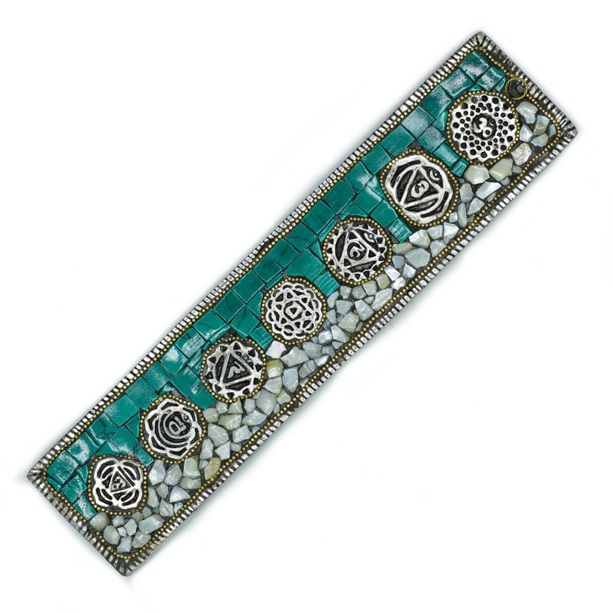 Porta-incenso com decoração tibetana dos sete chakras