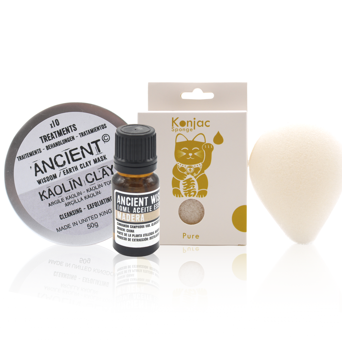Esponja Konjac Natural, Argila e Óleo Essencial