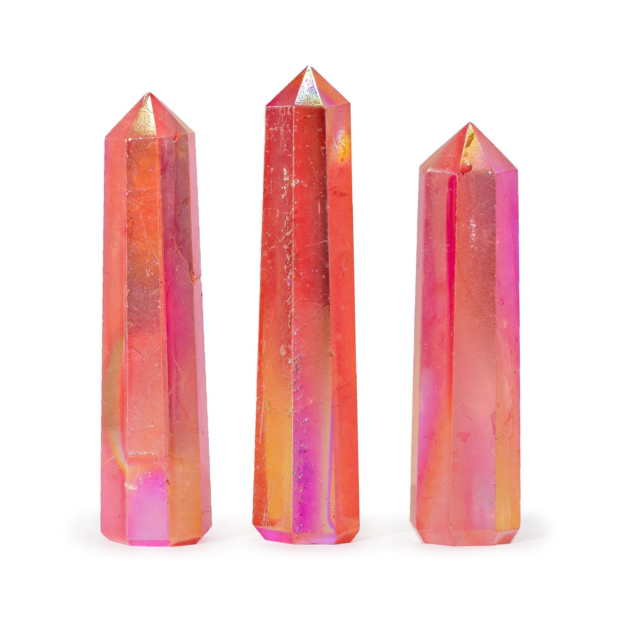 Peach Aurora Crystal Quartz Obelisk Approx. 9cm - Natural Enhanced Gemstone Decor