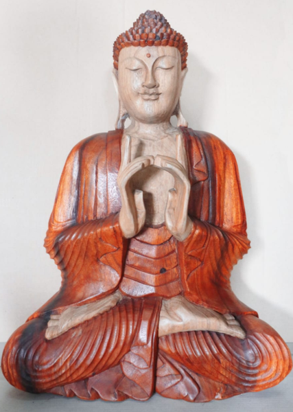 Handgeschnitzte Buddhastatue - 60cm Zwei Hände